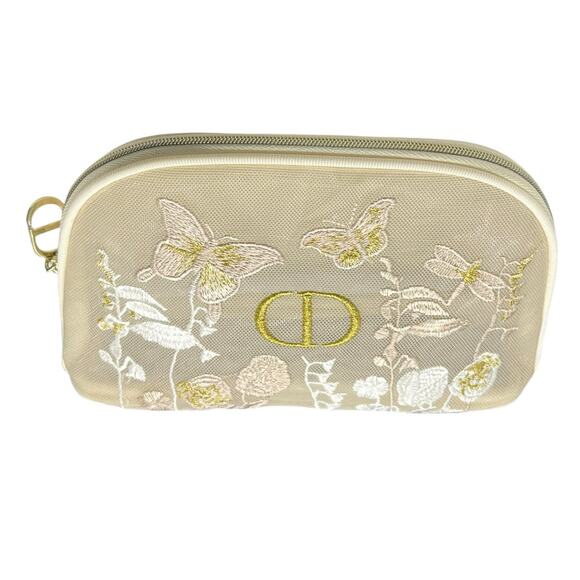 Dior Mesh Embroidered Butterflies and Dragonflies Limited Edition Beauty Pouch - Picture 5 of 13